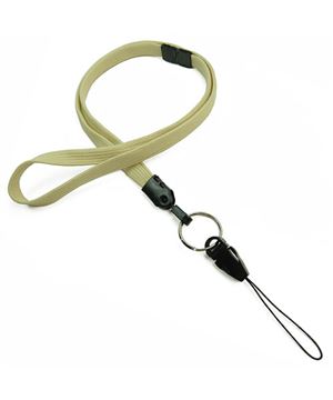  3/8 inch Light gold breakaway lanyard attached key ring with quick release strap connector-blank-LNB32DBLGD