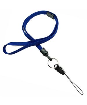  3/8 inch Royal blue detachable lanyard attached breakaway and split ring with quick release strap connectorblankLNB32DBRBL 