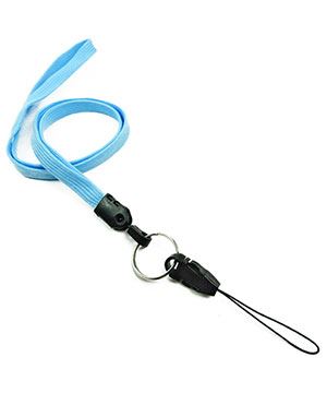  3/8 inch Baby blue detachable lanyard with split ring and quick release strap connector-blank-LNB32DNBBL