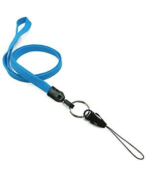  3/8 inch Blue device lanyards with split ring and quick release strap connector-blank-LNB32DNBLU 