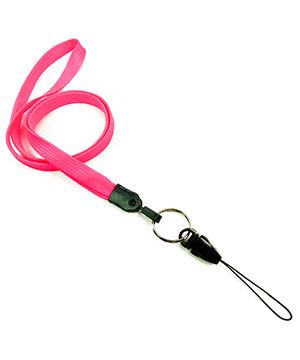  3/8 inch Hot pink neck lanyard attached keyring with quick release strap connectorblankLNB32DNHPK 