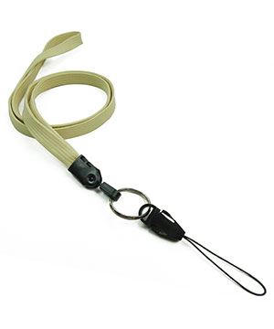  3/8 inch Light gold neck lanyard attached keyring with quick release strap connectorblankLNB32DNLGD 