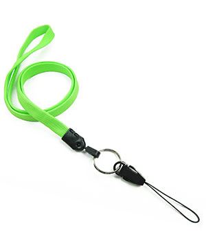  3/8 inch Lime green neck lanyard attached keyring with quick release strap connectorblankLNB32DNLMG 