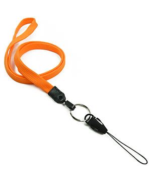  3/8 inch Orange device lanyards with split ring and quick release strap connector-blank-LNB32DNORG 