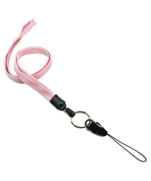  3/8 inch Pink detachable lanyard with split ring and quick release strap connector-blank-LNB32DNPNK 