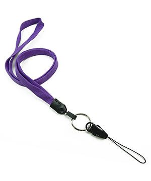 3/8 inch Purple device lanyards with split ring and quick release strap connector-blank-LNB32DNPRP 