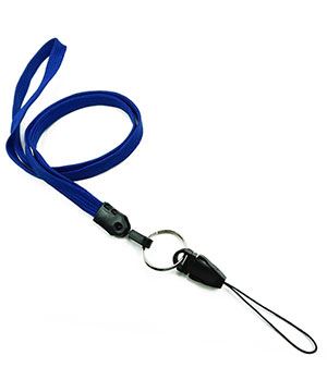  3/8 inch Royal blue neck lanyard attached keyring with quick release strap connectorblankLNB32DNRBL 