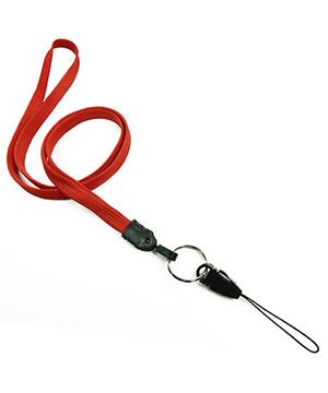  3/8 inch Red detachable lanyard with split ring and quick release strap connector-blank-LNB32DNRED 