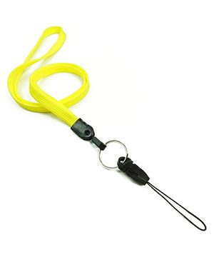  3/8 inch Yellow detachable lanyard with split ring and quick release strap connector-blank-LNB32DNYLW 