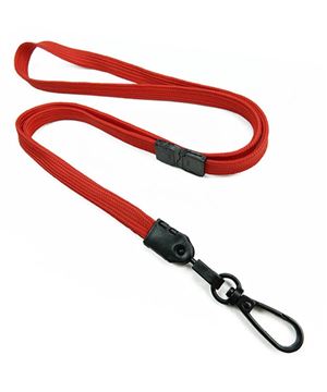  3/8 inch Red ID lanyard attached breakaway and black push gate snap hookblankLNB32EBRED 
