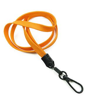  3/8 inch Carrot orange ID lanyards attached black push gate snap hook-blank-LNB32ENCOG