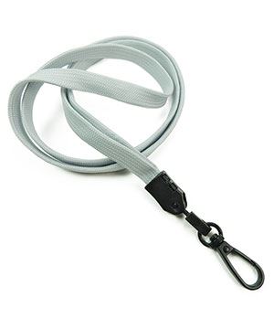  3/8 inch Gray ID lanyards attached black push gate snap hook-blank-LNB32ENGRY 