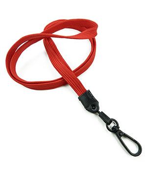  3/8 inch Red ID lanyards attached black push gate snap hook-blank-LNB32ENRED 