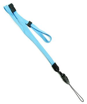  3/8 inch Baby blue adjustable lanyard with breakaway and quick release loop connector and plastic bead-blank-LNB32FBBBL
