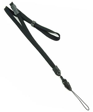  3/8 inch Black breakaway lanyard with quick release loop connector and adjustable beadsblankLNB32FBBLK 