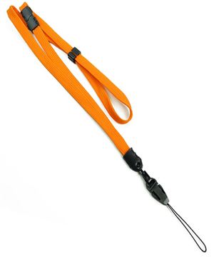  3/8 inch Carrot orange adjustable lanyard with breakaway and quick release loop connector and plastic bead-blank-LNB32FBCOG