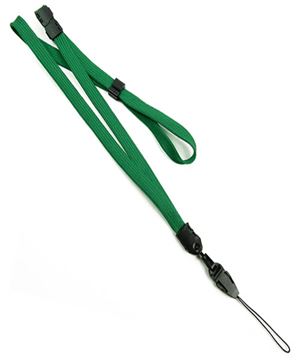  3/8 inch Green breakaway lanyard with quick release loop connector and adjustable beadsblankLNB32FBGRN 