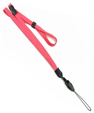  3/8 inch Hot pink adjustable lanyard with breakaway and quick release loop connector and plastic bead-blank-LNB32FBHPK 