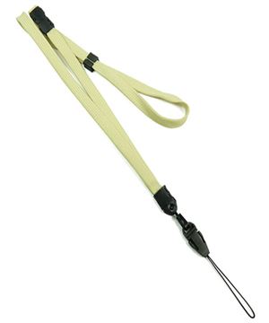  3/8 inch Light gold adjustable lanyard with breakaway and quick release loop connector and plastic bead-blank-LNB32FBLGD