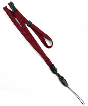  3/8 inch Maroon adjustable lanyard with breakaway and quick release loop connector and plastic bead-blank-LNB32FBMRN 
