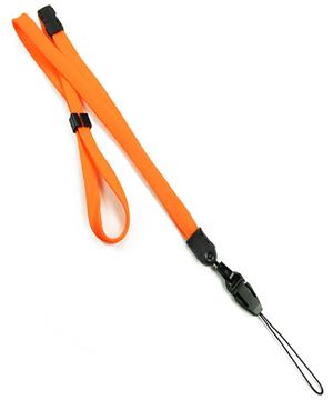  3/8 inch Neon orange adjustable lanyard with breakaway and quick release loop connector and plastic bead-blank-LNB32FBNOG 