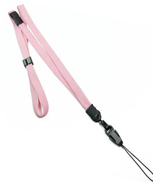  3/8 inch Pink adjustable lanyard with breakaway and quick release loop connector and plastic bead-blank-LNB32FBPNK 