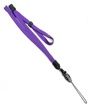  3/8 inch Purple adjustable lanyard with breakaway and quick release loop connector and plastic bead-blank-LNB32FBPRP 
