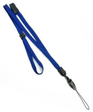  3/8 inch Royal blue adjustable lanyard with breakaway and quick release loop connector and plastic bead-blank-LNB32FBRBL 