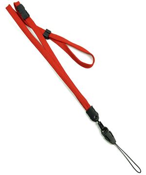  3/8 inch Red adjustable lanyard with breakaway and quick release loop connector and plastic bead-blank-LNB32FBRED 