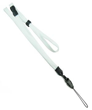  3/8 inch White breakaway lanyard with quick release loop connector and adjustable beadsblankLNB32FBWHT 
