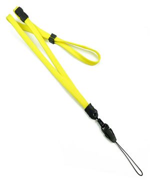  3/8 inch Yellow adjustable lanyard with breakaway and quick release loop connector and plastic bead-blank-LNB32FBYLW 
