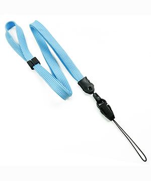  3/8 inch Baby blue adjustable lanyard with quick release loop connector and adjustable beads-blank-LNB32FNBBL