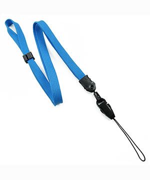  3/8 inch Blue detachable lanyard with quick release loop connector and adjustable beadsblankLNB32FNBLU 