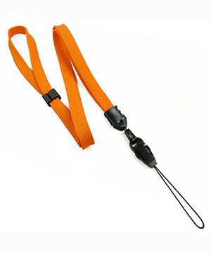  3/8 inch Carrot orange adjustable lanyard with quick release loop connector and adjustable beads-blank-LNB32FNCOG