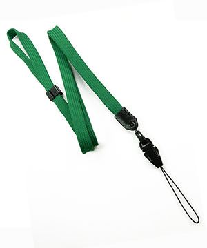  3/8 inch Green detachable lanyard with quick release loop connector and adjustable beadsblankLNB32FNGRN 
