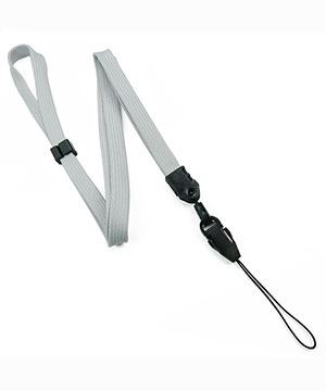  3/8 inch Gray detachable lanyard with quick release loop connector and adjustable beadsblankLNB32FNGRY 