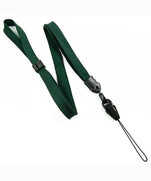  3/8 inch Hunter green adjustable lanyard with quick release loop connector and adjustable beads-blank-LNB32FNHGN 