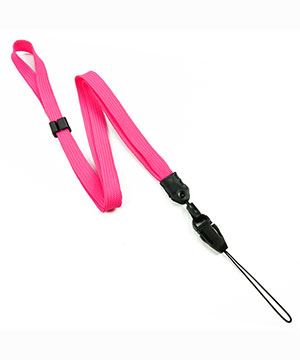 3/8 inch Hot pink adjustable lanyard with quick release loop connector and adjustable beads-blank-LNB32FNHPK 
