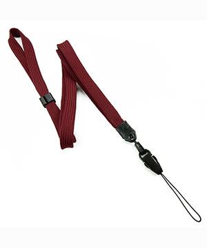  3/8 inch Maroon adjustable lanyard with quick release loop connector and adjustable beads-blank-LNB32FNMRN 