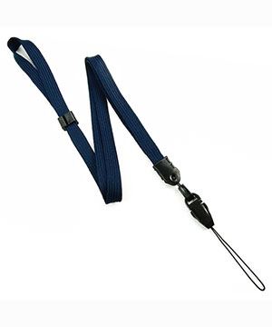  3/8 inch Navy blue detachable lanyard with quick release loop connector and adjustable beadsblankLNB32FNNBL 