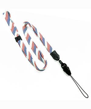  3/8 inch Patriotic pattern detachable lanyard with quick release loop connector and adjustable beadsblankLNB32FNRBW