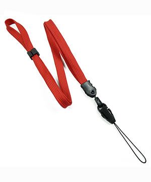  3/8 inch Red adjustable lanyard with quick release loop connector and adjustable beads-blank-LNB32FNRED 