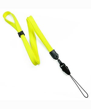  3/8 inch Yellow detachable lanyard with quick release loop connector and adjustable beadsblankLNB32FNYLW 
