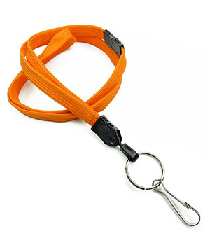  3/8 inch Carrot orange breakaway lanyard attached key ring with j hook-blank-LNB32HBCOG