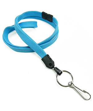  3/8 inch Light blue breakaway lanyard attached key ring with j hook-blank-LNB32HBLBL 