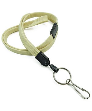  3/8 inch Light gold key ring lanyard attached breakaway and split ring with j hookblankLNB32HBLGD