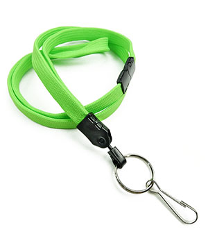  3/8 inch Lime green key ring lanyard attached breakaway and split ring with j hookblankLNB32HBLMG 