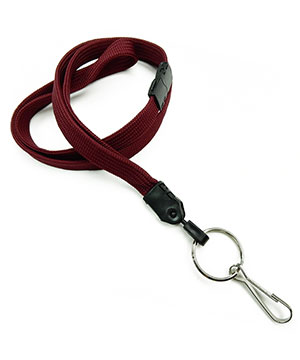  3/8 inch Maroon key ring lanyard attached breakaway and split ring with j hookblankLNB32HBMRN 