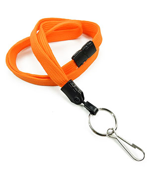  3/8 inch Orange breakaway lanyard attached key ring with j hook-blank-LNB32HBORG 