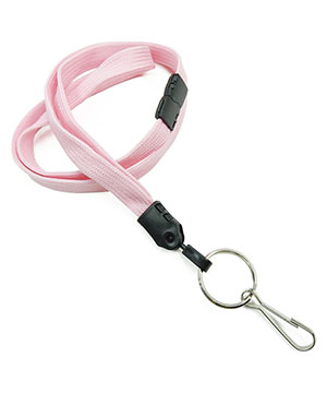  3/8 inch Pink breakaway lanyard attached key ring with j hook-blank-LNB32HBPNK 